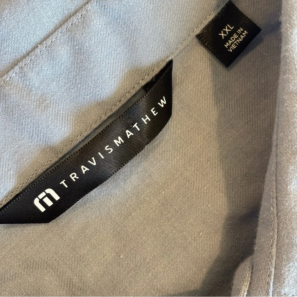 TRAVIS MATHEW Men’s Cloud Flannel Blue Collared Button Up Like New‎ Size XXL